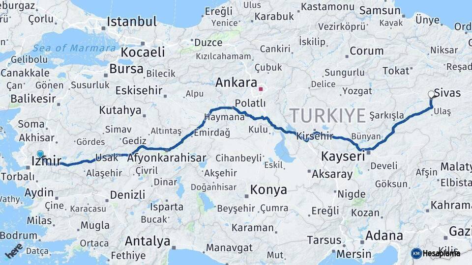 Manisa Sivas Arası Kaç Km - Yol Haritası