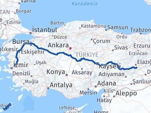 Manisa Sivrice Elazığ Arası Kaç Km - Yol Haritası