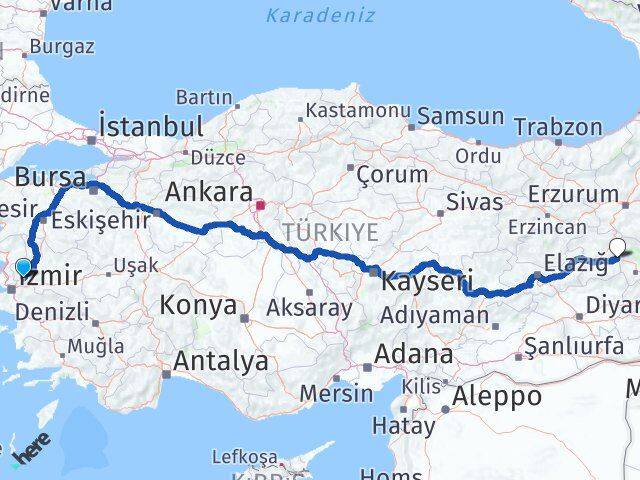 Manisa Solhan Bingöl Arası Kaç Km - Yol Haritası