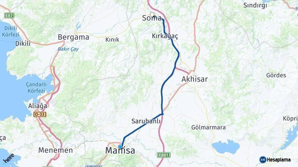 Manisa Soma Arası Kaç Km - Yol Haritası