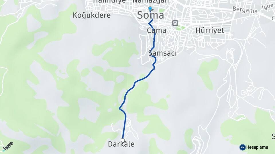 Manisa Soma Darkale Soma Arası Kaç Km - Yol Haritası