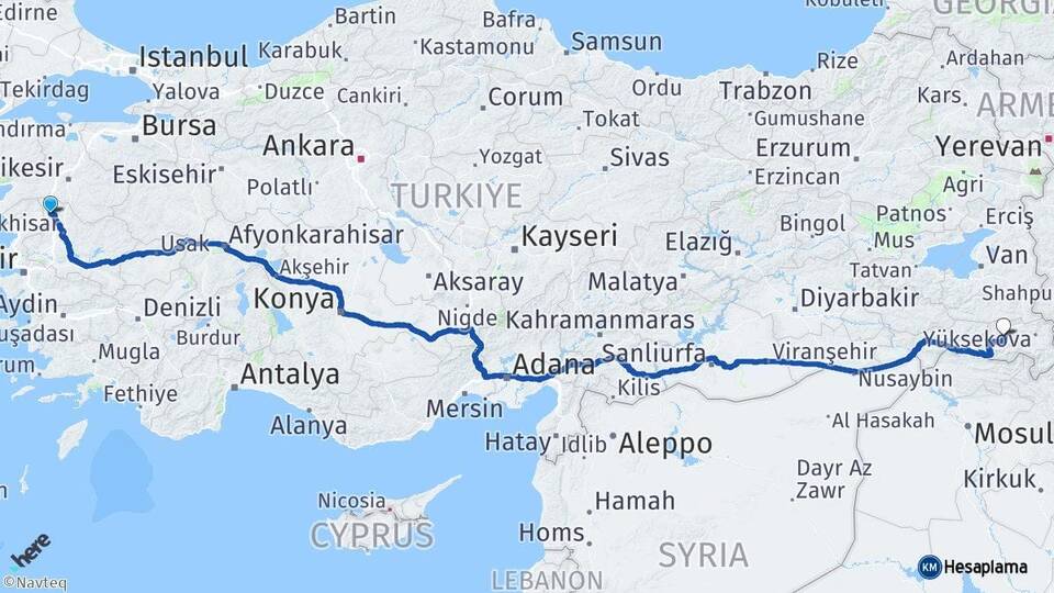 Manisa Soma Hakkari Arası Kaç Km - Yol Haritası