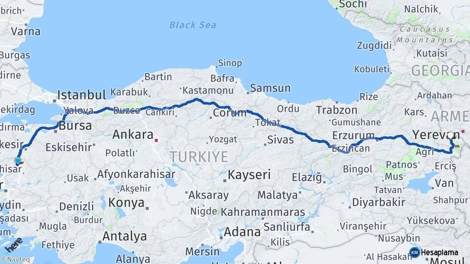Manisa Soma Iğdır Arası Kaç Km - Yol Haritası