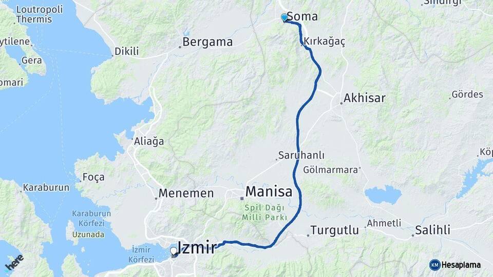 Manisa Soma İzmir Arası Kaç Km - Yol Haritası
