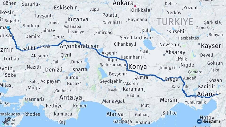 Manisa Soma Osmaniye Arası Kaç Km - Yol Haritası