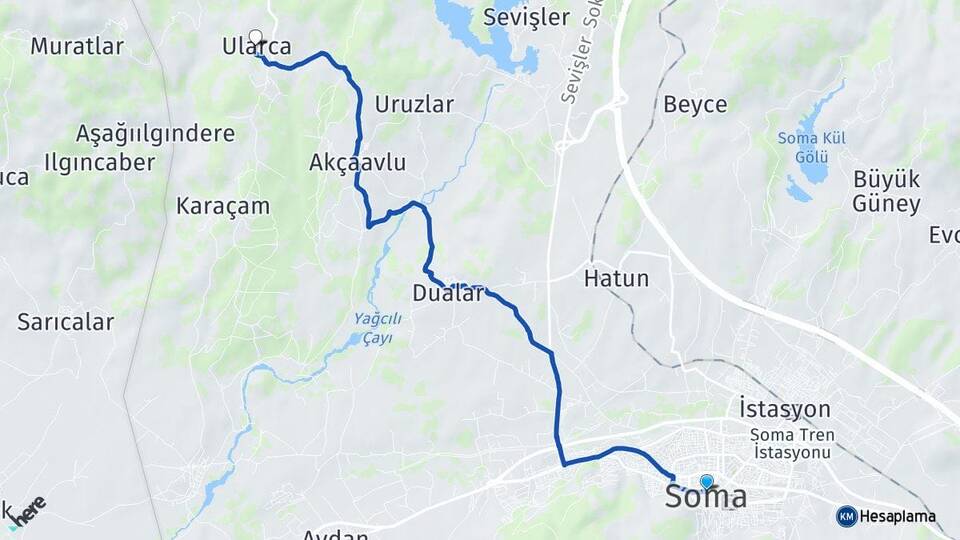Manisa Soma Ularca Soma Arası Kaç Km - Yol Haritası