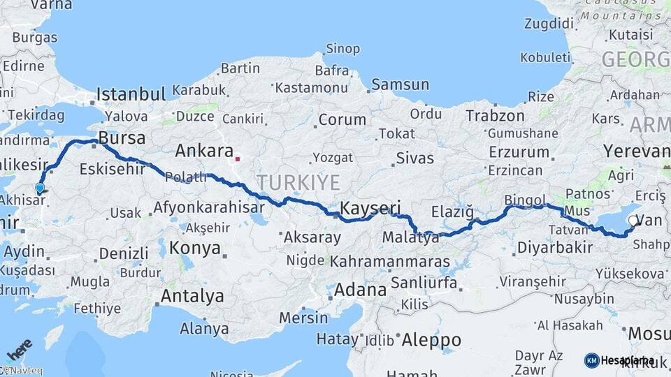 Manisa Soma Van Arası Kaç Km - Yol Haritası