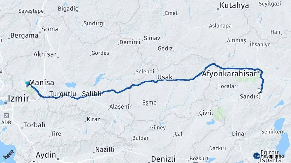 Manisa Şuhut Afyonkarahisar Arası Kaç Km - Yol Haritası