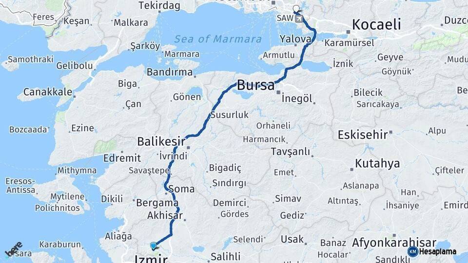 Manisa Sultanbeyli İstanbul Arası Kaç Km - Yol Haritası