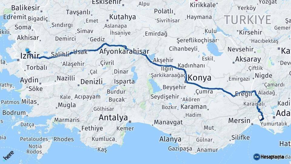 Manisa Tarsus Mersin Arası Kaç Km - Yol Haritası