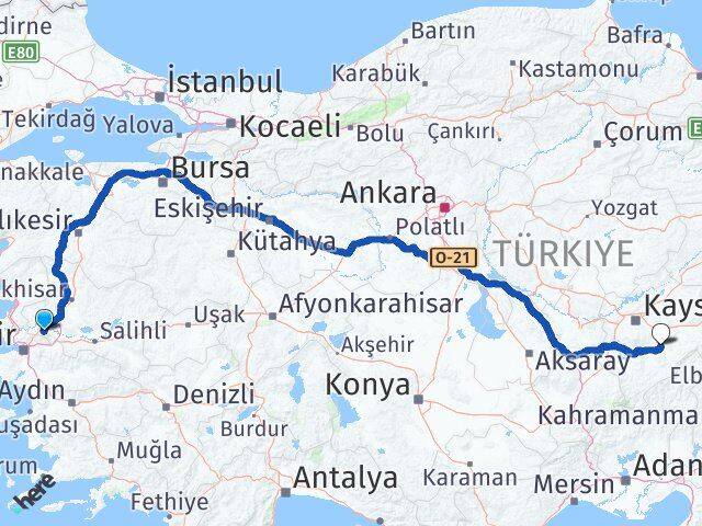 Manisa Tomarza Kayseri Arası Kaç Km - Yol Haritası