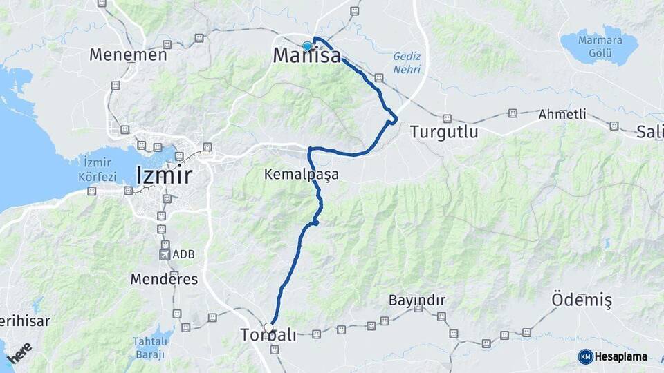 Manisa Torbalı İzmir Arası Kaç Km - Yol Haritası