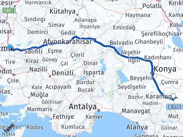 Manisa Turgutlu Karaman Arası Kaç Km - Yol Haritası