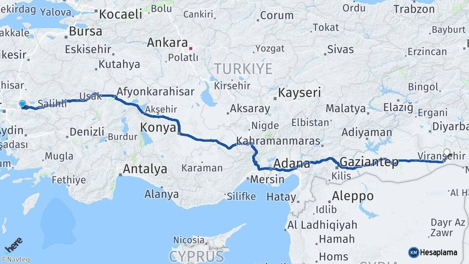 Manisa Turgutlu Mardin Arası Kaç Km - Yol Haritası