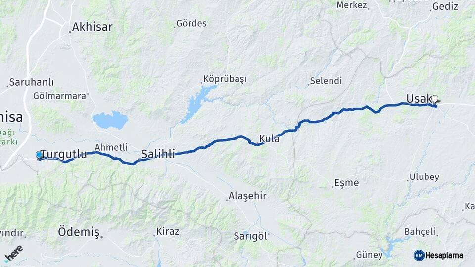Manisa Turgutlu Uşak Arası Kaç Km - Yol Haritası