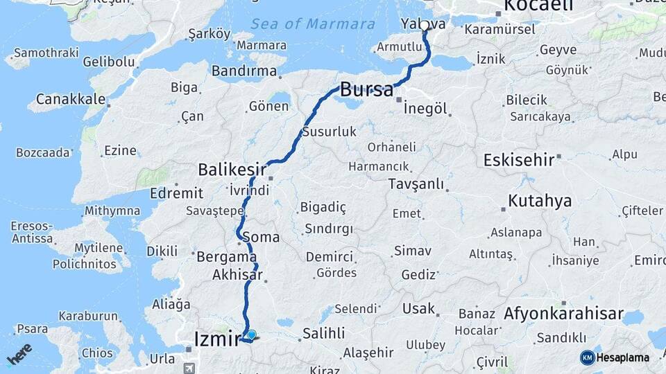 Manisa Turgutlu Yalova Arası Kaç Km - Yol Haritası