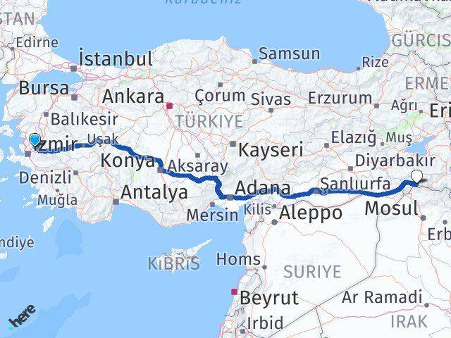 Manisa Uludere Şırnak Arası Kaç Km - Yol Haritası