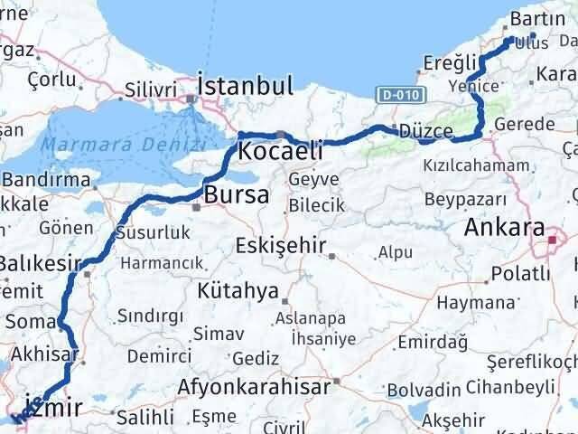 Manisa Ulus Bartın Arası Kaç Km - Yol Haritası