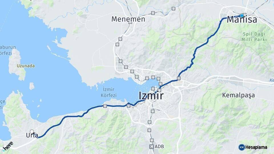 Manisa Urla İzmir Arası Kaç Km - Yol Haritası