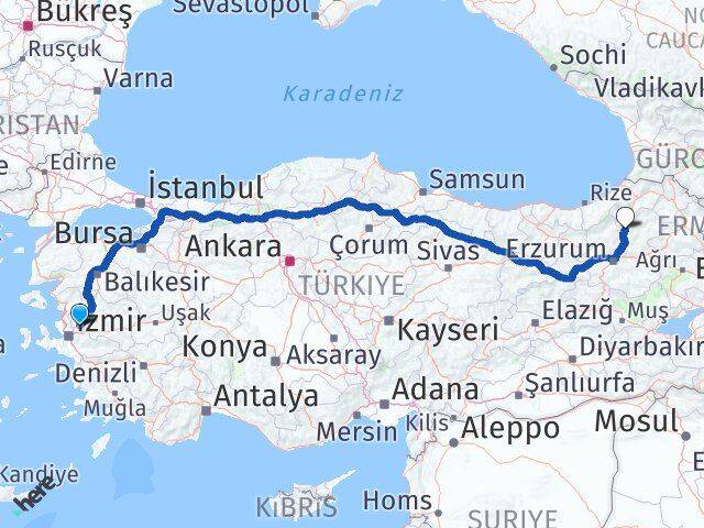 Manisa Uzundere Erzurum Arası Kaç Km - Yol Haritası