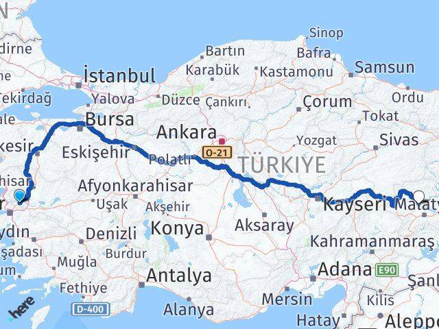 Manisa Yazıhan Malatya Arası Kaç Km - Yol Haritası