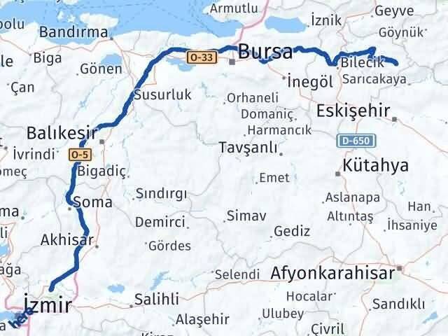 Manisa Yenipazar Bilecik Arası Kaç Km - Yol Haritası