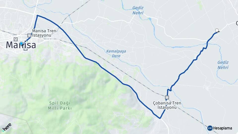 Manisa Yeşilköy Şehzadeler Arası Kaç Km - Yol Haritası