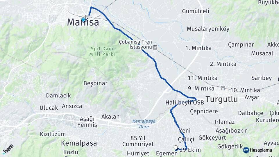 Manisa Yiğitler Kemalpaşa İzmir Arası Kaç Km - Yol Haritası