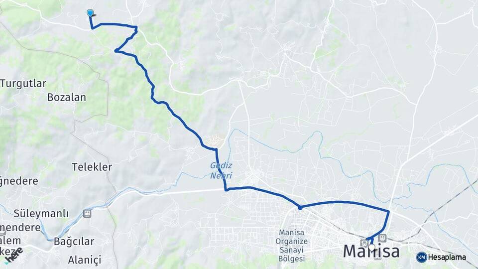 Manisa Yunusemre Ortaköy Arası Kaç Km - Yol Haritası