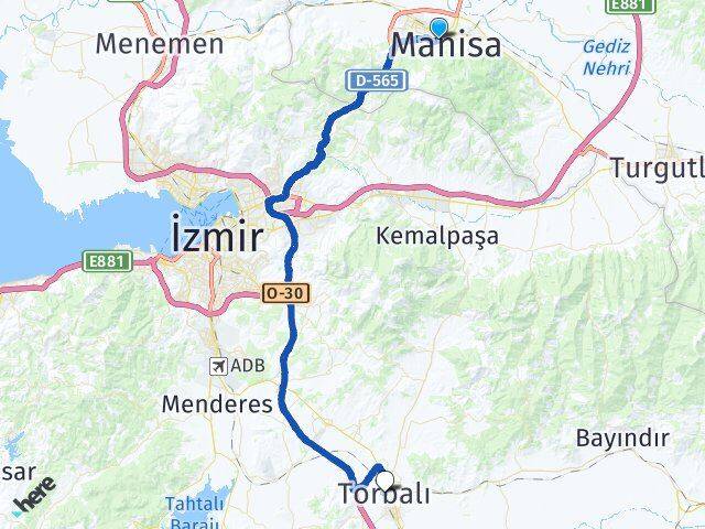 Manisa Yunusemre Torbalı İzmir Arası Kaç Km - Yol Haritası