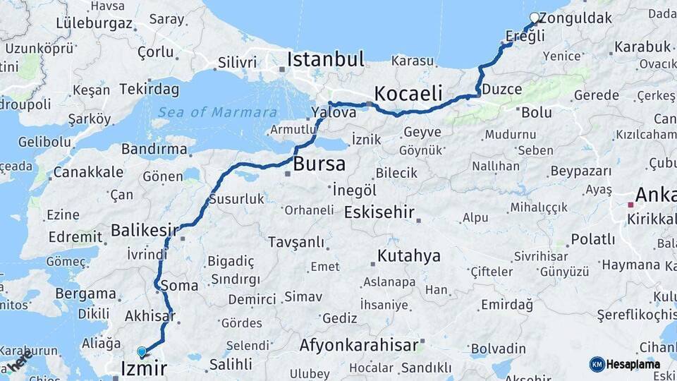 Manisa Zonguldak Arası Kaç Km - Yol Haritası