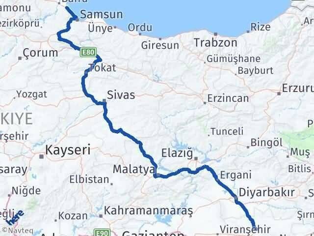 Mardin 19 Mayıs Samsun Arası Kaç Km - Yol Haritası
