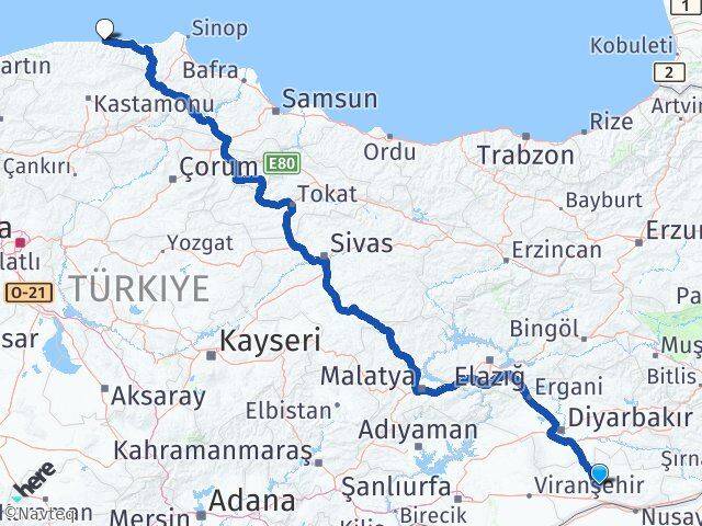 Mardin Abana Kastamonu Arası Kaç Km - Yol Haritası
