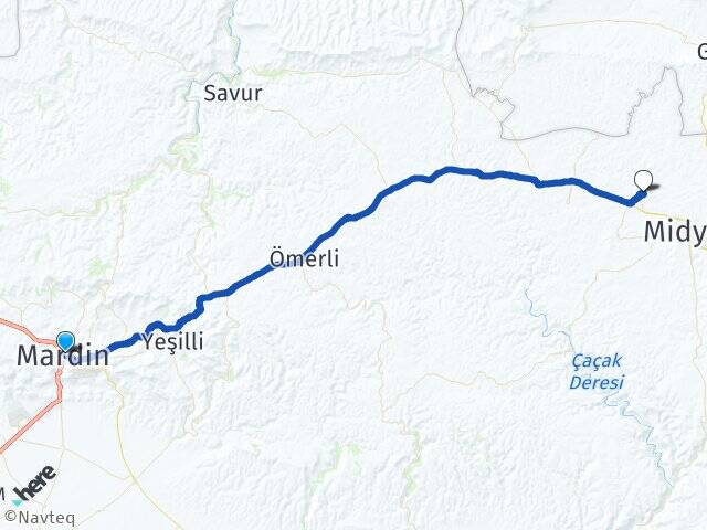 Mardin Acırlı Midyat Arası Kaç Km - Yol Haritası