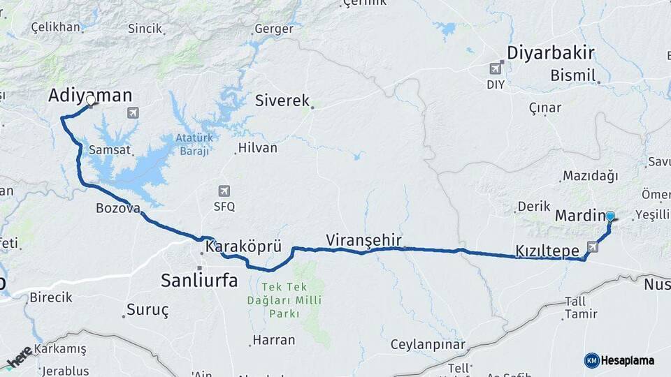 Mardin Adıyaman Arası Kaç Km - Yol Haritası