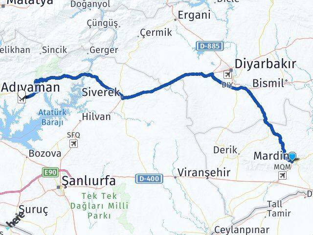 Mardin Adıyaman Havalimanı Arası Kaç Km - Yol Haritası