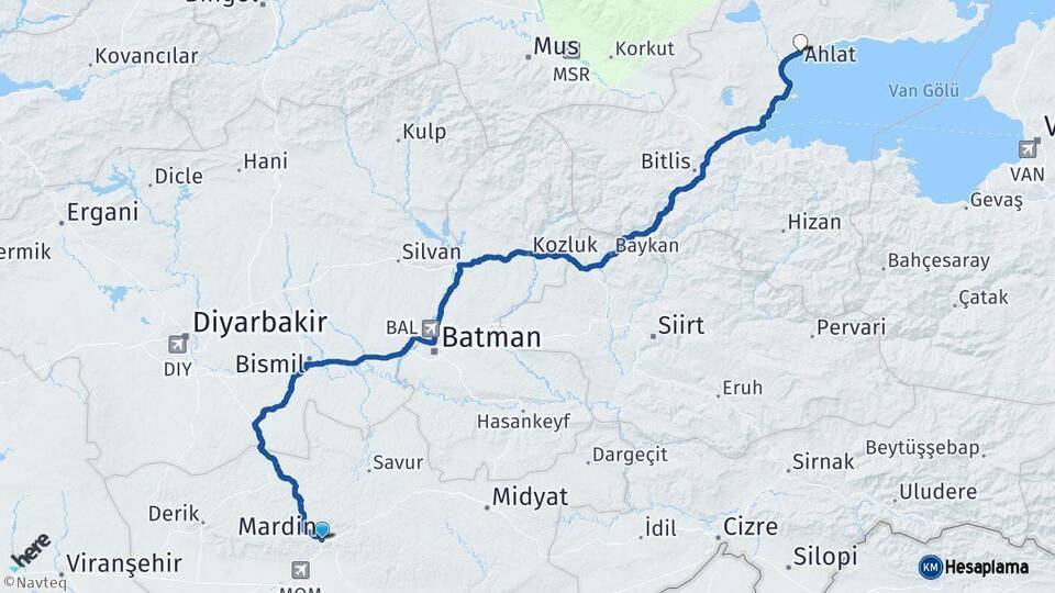Mardin Ahlat Bitlis Arası Kaç Km - Yol Haritası