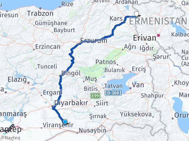 Mardin Akyaka Kars Arası Kaç Km - Yol Haritası
