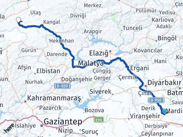 Mardin Altınyayla Sivas Arası Kaç Km - Yol Haritası