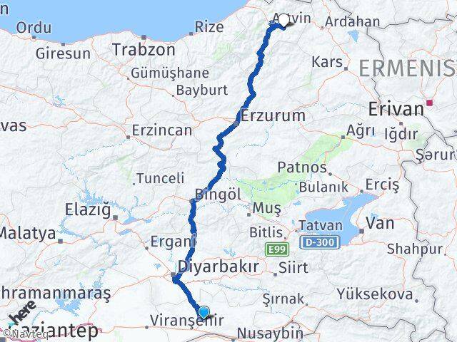 Mardin Ardanuç Artvin Arası Kaç Km - Yol Haritası
