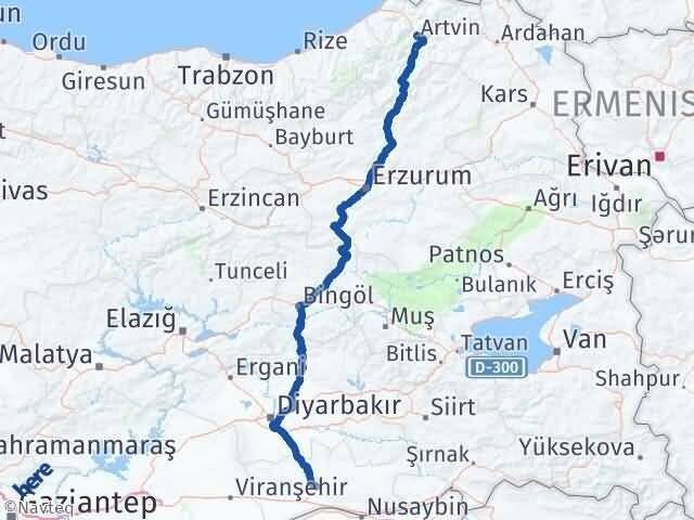 Artuklu Artvin Arası Kaç Km - Yol Tarifi