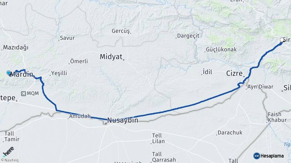 Mardin Artuklu Şırnak Arası Kaç Km - Yol Haritası