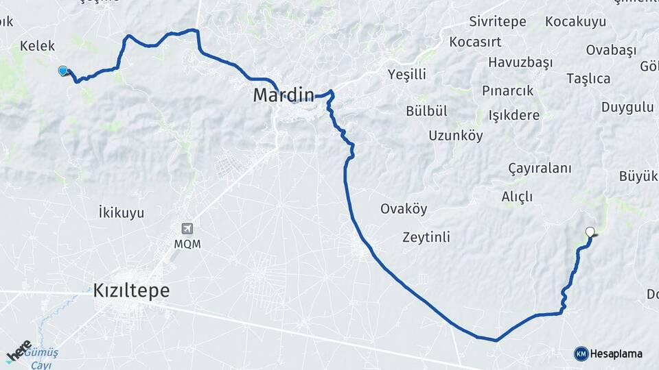 Mardin Artuklu Yardere Artuklu Arası Kaç Km - Yol Haritası