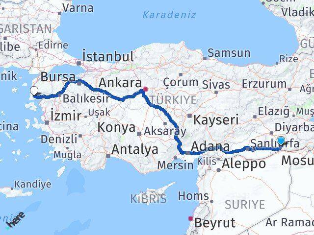 Mardin Ayvacık Çanakkale Arası Kaç Km - Yol Haritası