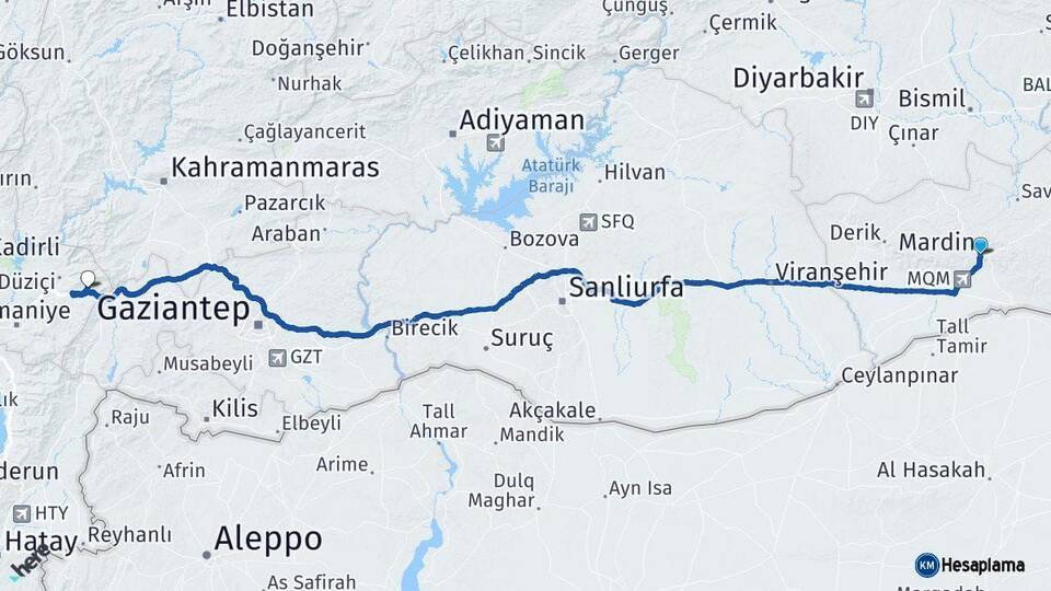 Mardin Bahçe Osmaniye Arası Kaç Km - Yol Haritası
