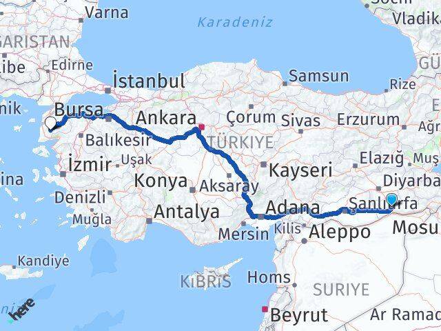 Mardin Bayramiç Çanakkale Arası Kaç Km - Yol Haritası