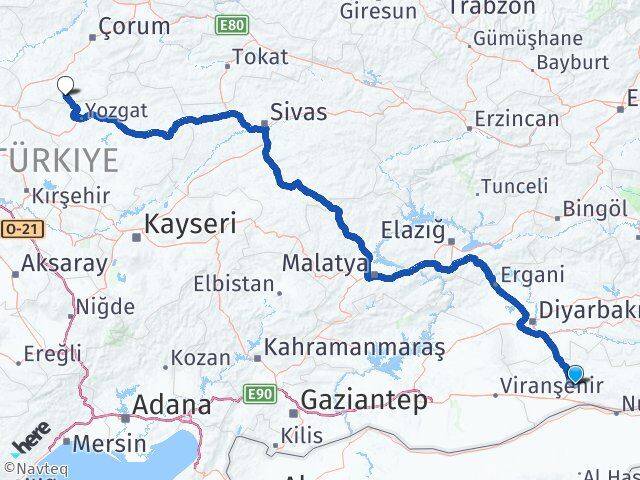 Mardin Boğazkale Çorum Arası Kaç Km - Yol Haritası