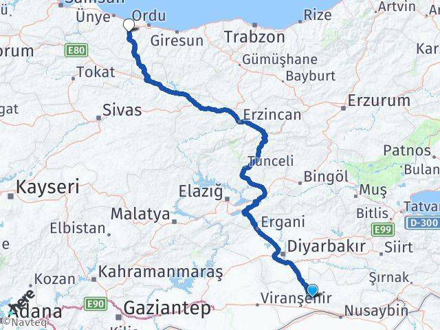 Mardin Çamaş Ordu Arası Kaç Km - Yol Haritası