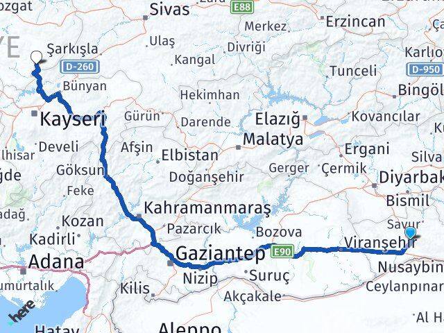Mardin Çandır Yozgat Arası Kaç Km - Yol Haritası