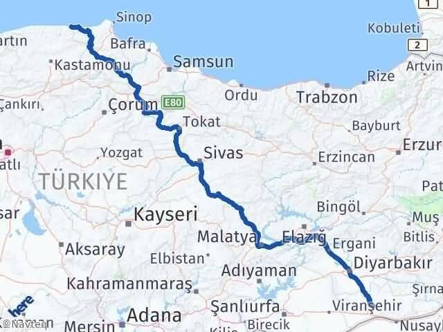 Mardin Çatalzeytin Kastamonu Arası Kaç Km - Yol Haritası